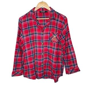 LAUREN Ralph Lauren Black Label Plaid Pajama Top Medium